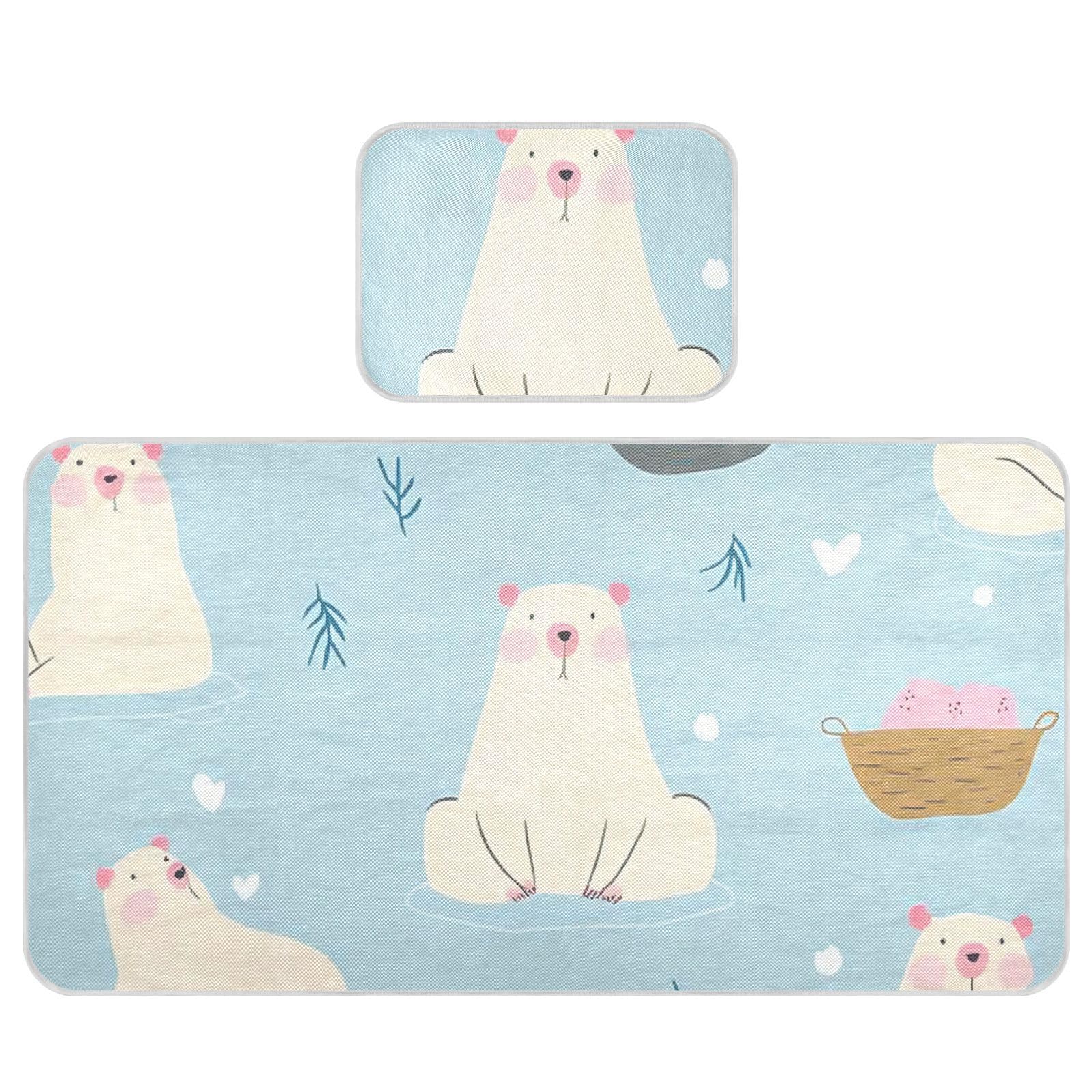 Simple Cute Blue Polar Bear Cooling Baby Crib Mattress Cover 71.1 cm x 132.1 cm Ultra Soft Pads for beds for babies & Toddler