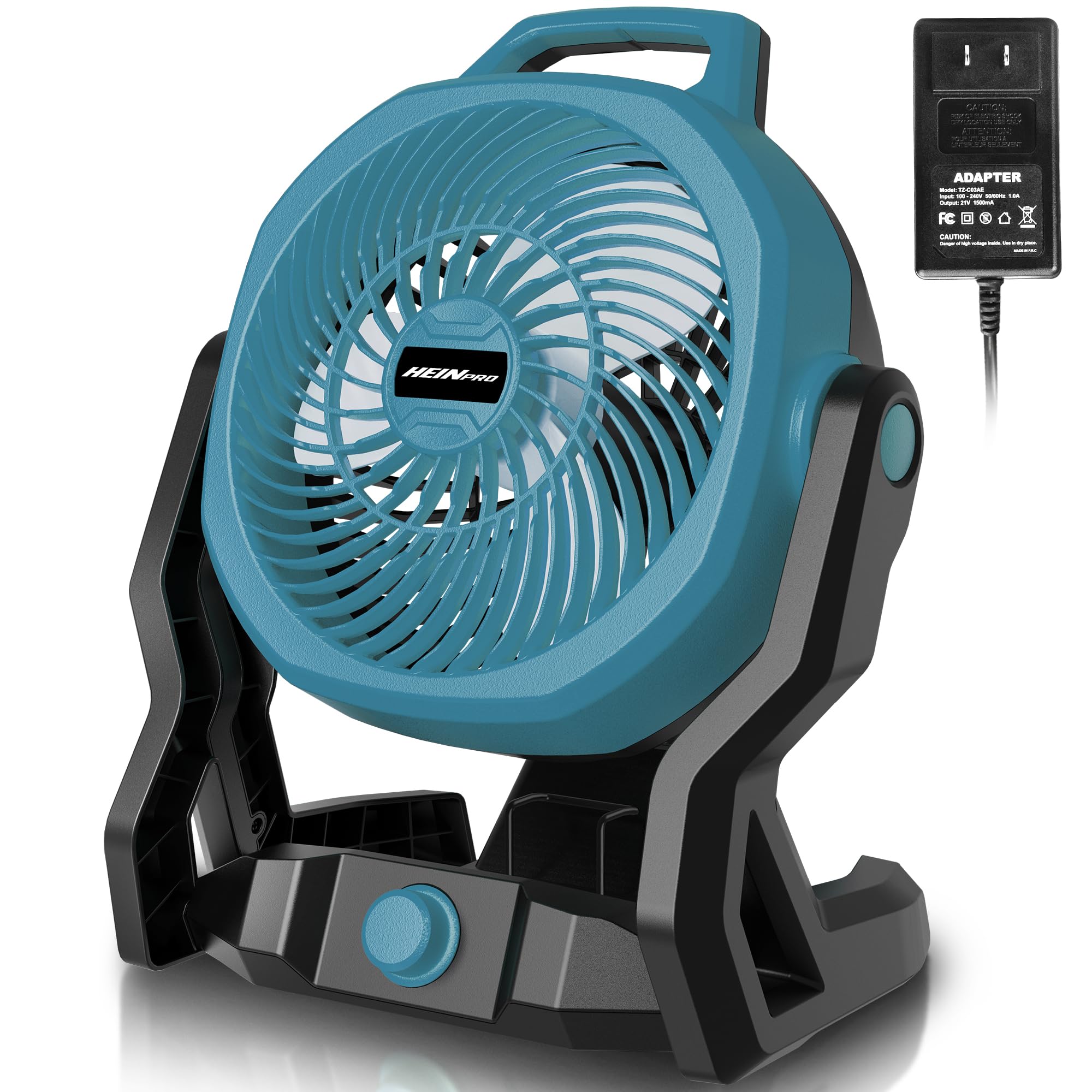 Battery Operated Fan Compatible with Makita 18V Battery (No Batteries) with AC Adapter Up to 650 CFM Variable Speed Battery Powered Cordless Fan, Low Noise 30dB Portable & Camping Jobsite Fans