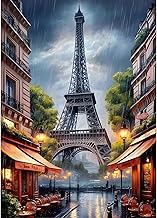 GDYEEH 5D Tour Eiffel Diamond Painting Kits, DIY Vue de la Rue Diamant Painting Complet, Pluie Art du Diamant Peinture Strass Point de Croix Painting pour Adultes Débutants Murale Décor 30x40 cm