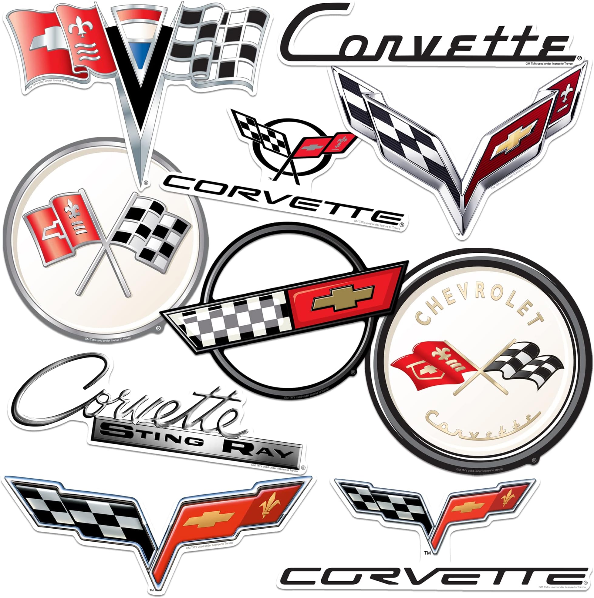 Chevrolet Corvette Vinyl Large Deluxe Stickers Variety Pack – Laptop, Water Bottle, Scrapbooking, Tablet, Indoor/Outdoor – Set of 10