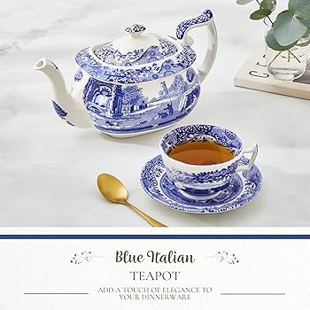 Amazon.com | Spode Blue Italian Teapot with Infuser - 40 oz