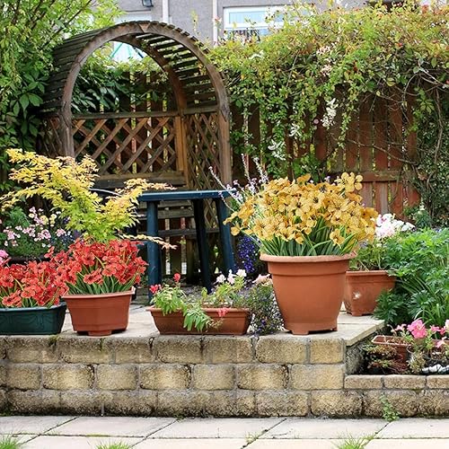 Miniatura 5 de 10 paquetes de flores artificiales de orquídea, vegetación artificial artificial resistente a los rayos UV, no se decolora, flores de plástico