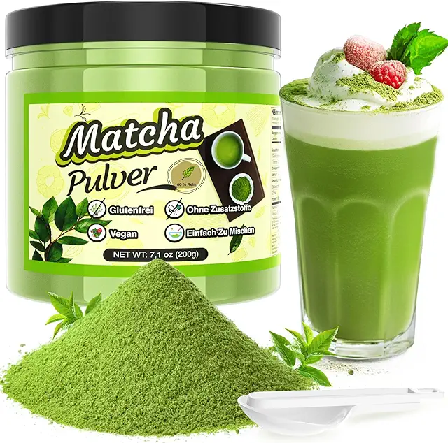Matcha Pulver 200 g - Premium Zeremonienqualität für Latte, Smoothie & Backen
