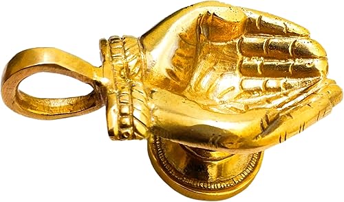 athizay Latón Diya forma de mano tallada 4.5 in de tamaño para Sala de oración Decoración del hogar Decoración de escenario Regalo de