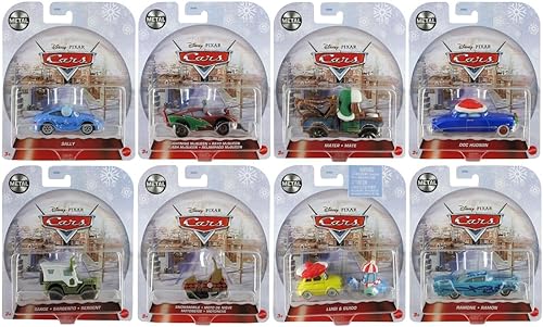 Mattel Disney Pixar Cars Holiday Christmas Edición Especial Winter Series Juego completo de 8 vehículos fundidos a presión de GYD55-956A