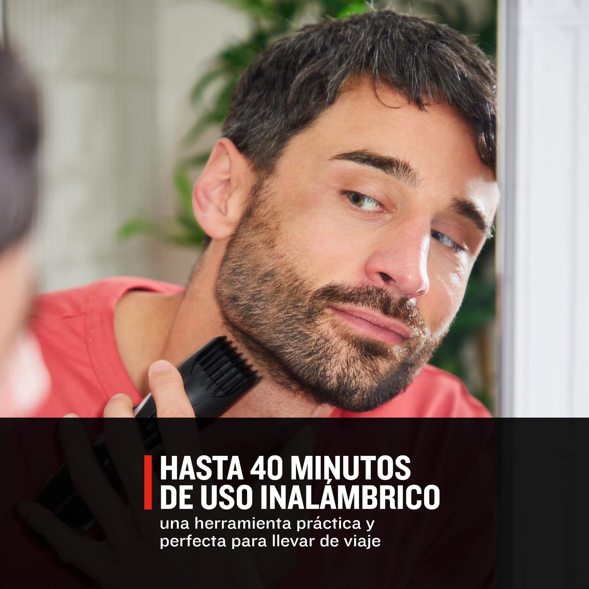 Remington Recortadora de Barba Ceramic Beard, Barbero con Cable e Inalámbrico, Cuchillas Cerámica, 9 Ajustes de Longitud, Rueda Zoom Ajuste de Longitud, 40 min Autonomía, Indicador Carga, MB320C