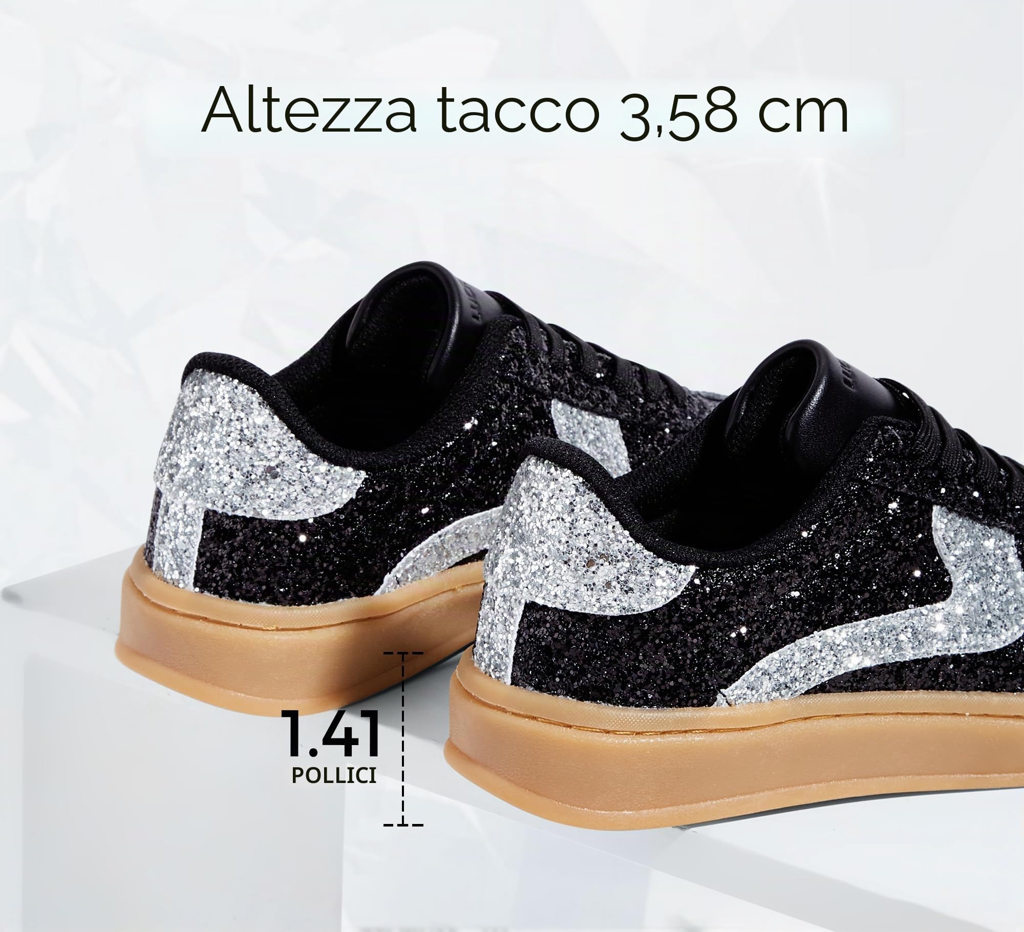LUCKY STEP Scarpe Donna Glitter - Moda Retro, Sporchi d'oro & Chiaranti, Scarpe da Sposa Eleganti, Antiscivolo per Passeggiate