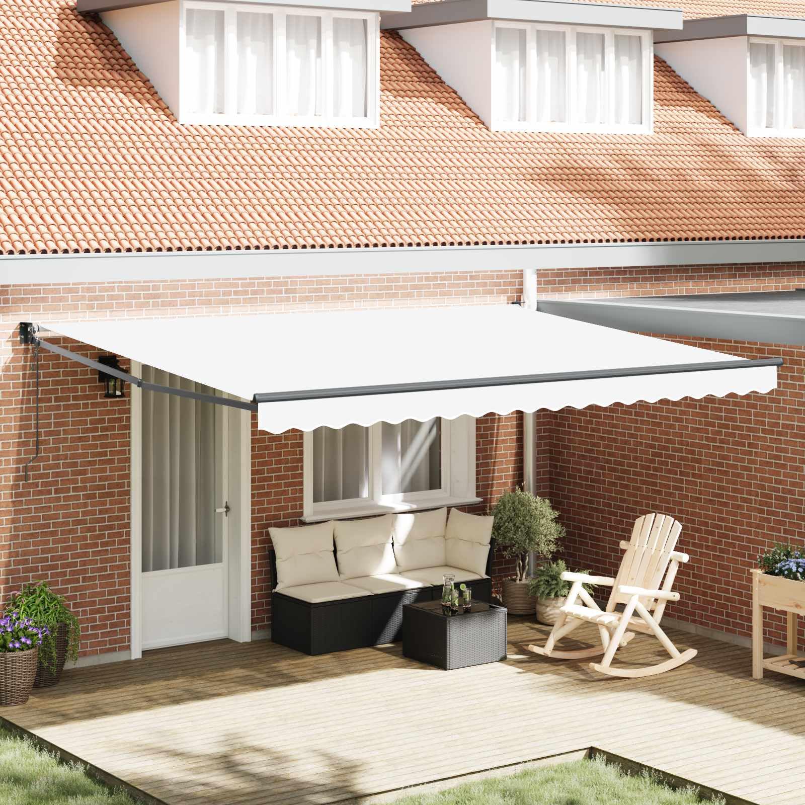 markise 450 cm breit Foknhdi Einziehbare x 300 x 165 Gelenkarmmarkise für Terrasse und Garten Sonnenschutz aus Polyester und Metall Weißes Design für Außenbereich Stilvoller Schattenspender Garden campsite lights Campingstühle online kaufen | Color:Perceive Sunny Polarized Onyx (12% / S3)