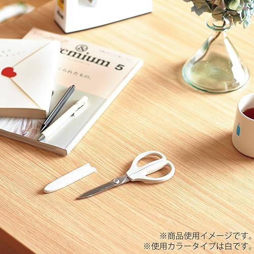 Miniatura 5 de Kokuyo Saxa Glueless Scissors, White, 3D Blade, Symmetrical Handle for Both Right-hand and Left-hand, with Safety Cap, Japan Import (HASA-P280W)