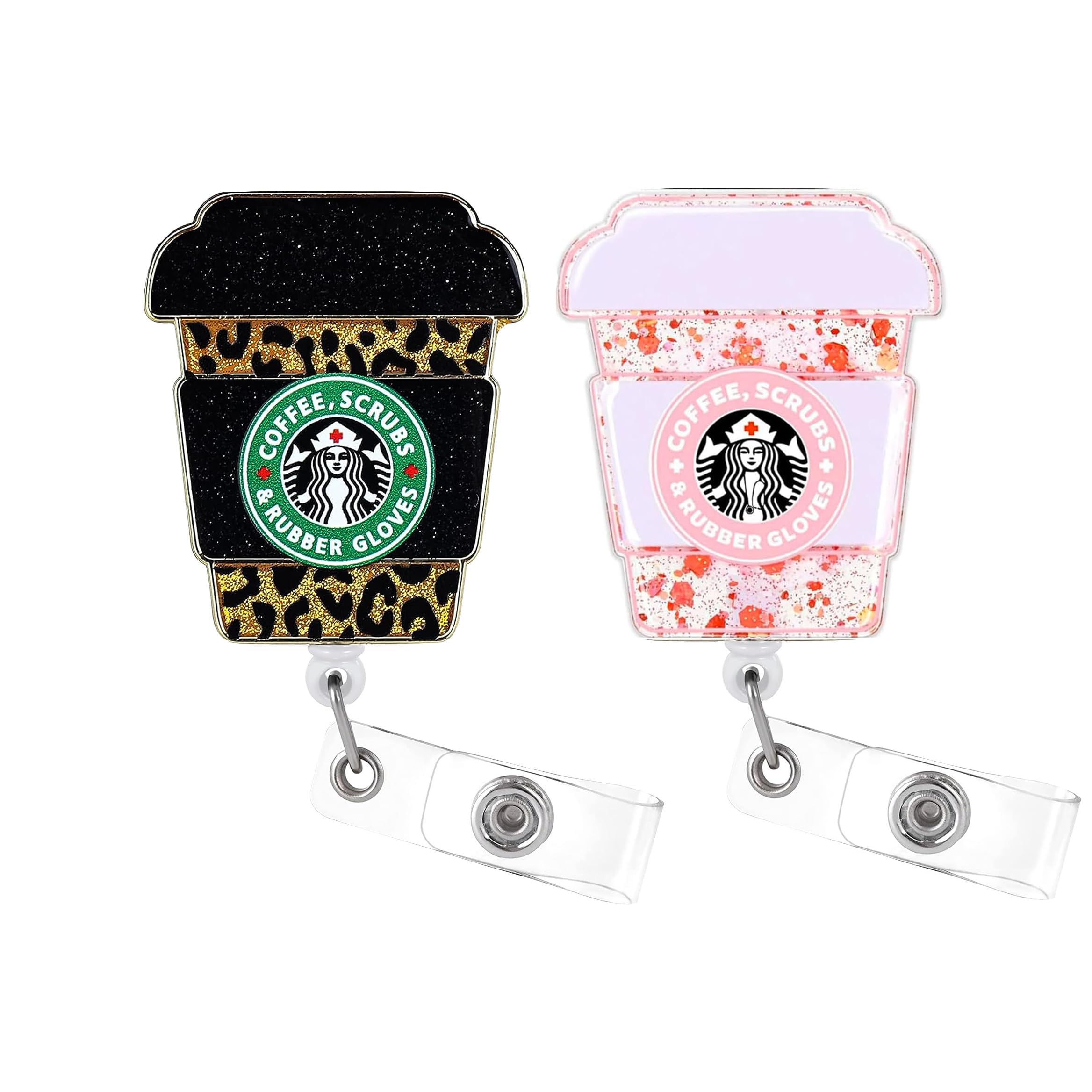 2Pcs Funny Cute Badge Reel Pink ER Badge Holder with Retractable Clip RN Badge Buddy LPN CNA MA Medical Worker NICU Nurse Operating Room Doctor ID