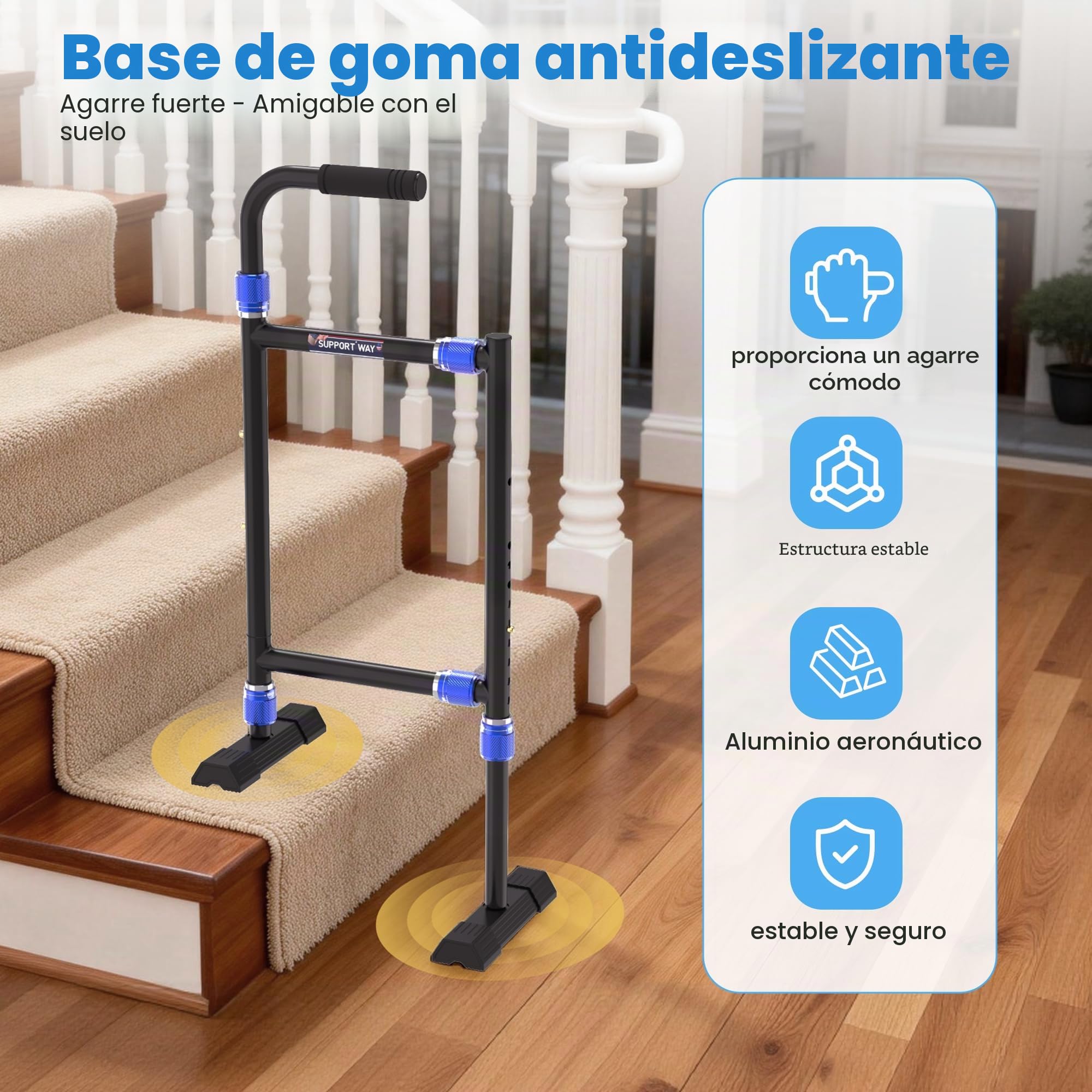 Bastón profesional de asistencia para escalar para personas mayores con dolor de rodillas, muletas ajustables para escaleras con personalización de ancho y altura, adecuado para la mayoría