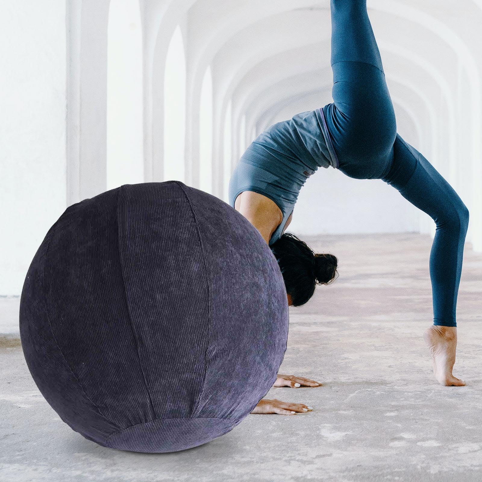 F Fityle Couverture de Balle de Yoga Pilates, Housse de balles assises avec poignées de Transport, Housse de Balle d'équilibre Pliable, Protection de Chaise de, Gris foncé 65cm