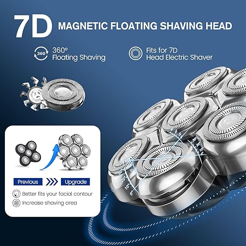 Miniatura 2 de Cabezales de repuesto para afeitadora eléctrica calva para hombres (7D plateado magnético)