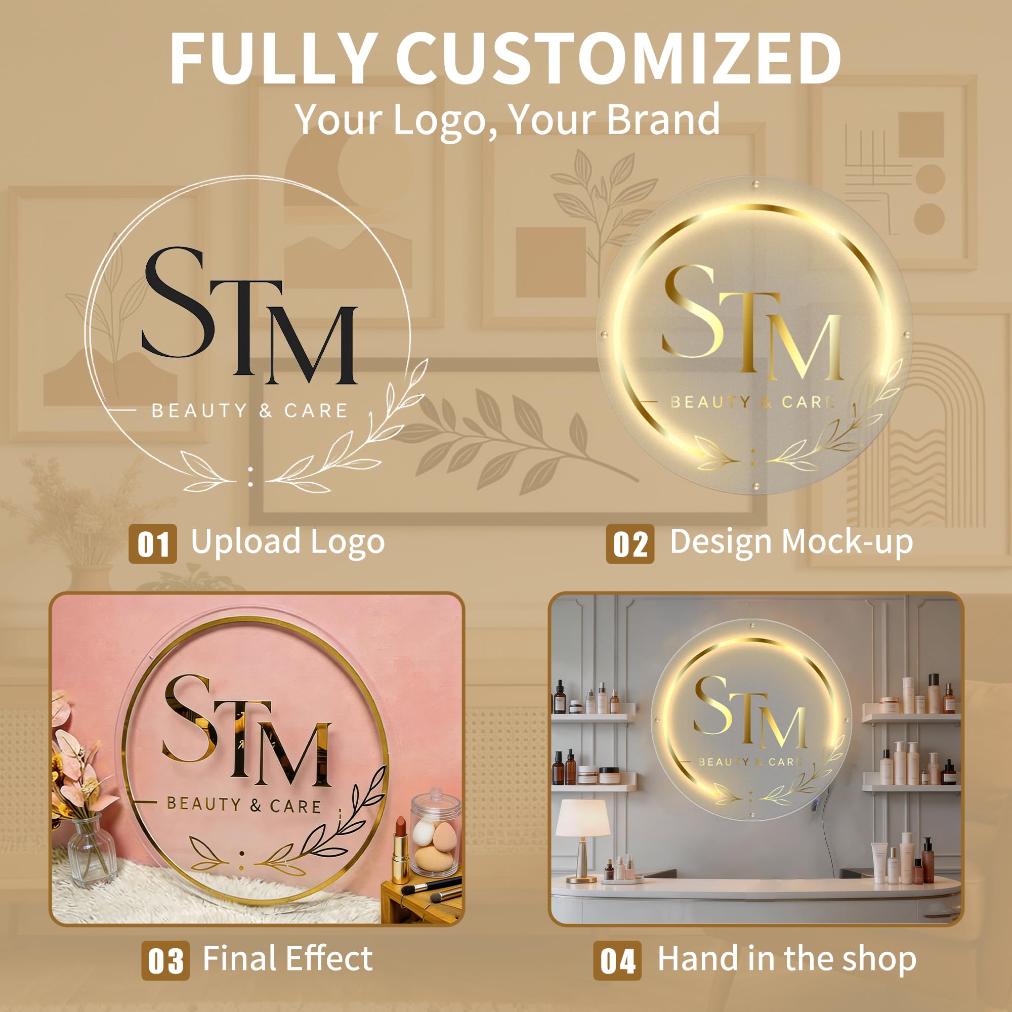 Personalisiertes LED Neon Logo Schild, Dimmbare Personalisierte Neon Leuchtreklame mit Firmenlogo, Neon Schild Personalisiert Logo, Shop, Café, Bar & Büro, Firmenlogo