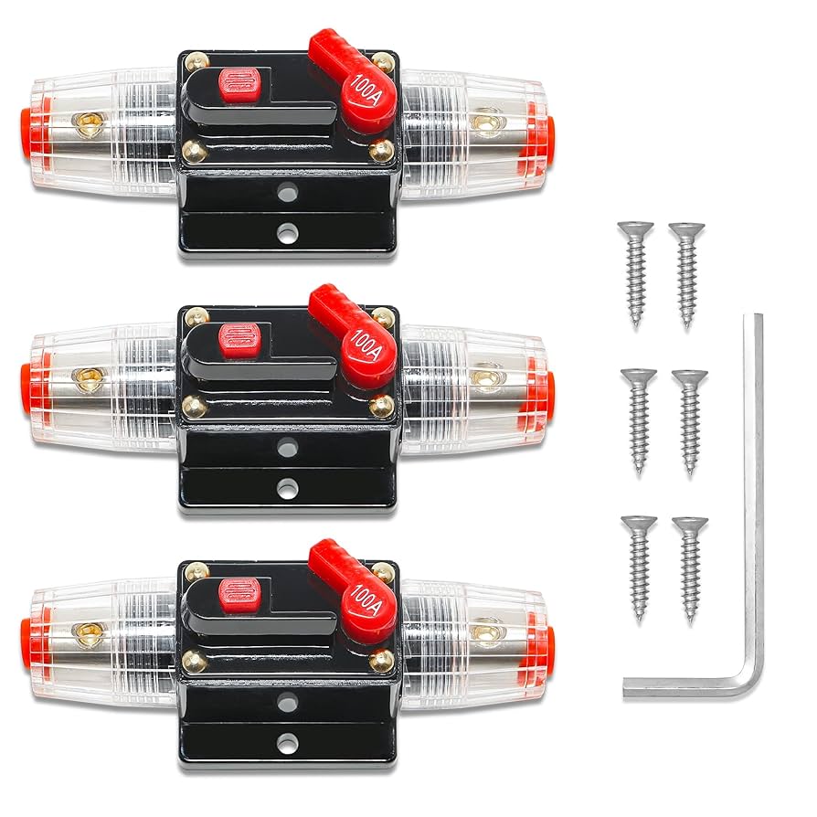2 Pack Inline 60amp Circuit Breaker With Manual Reset Fuse Holder For Car Audio Marine Boat Stereo With Wire Lugs