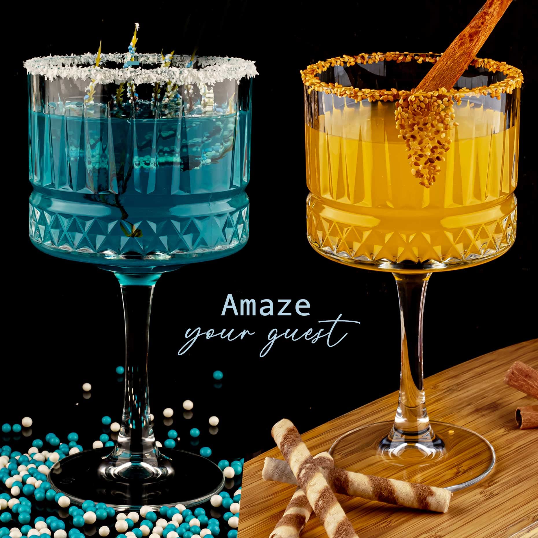 Kieliszki vintage Coupe (500 ml), szampana, koktajl, martini, kieliszki do wina Aperol Spritz, kieliszki do wina z długą łodygą (2 szt. (500 ml)