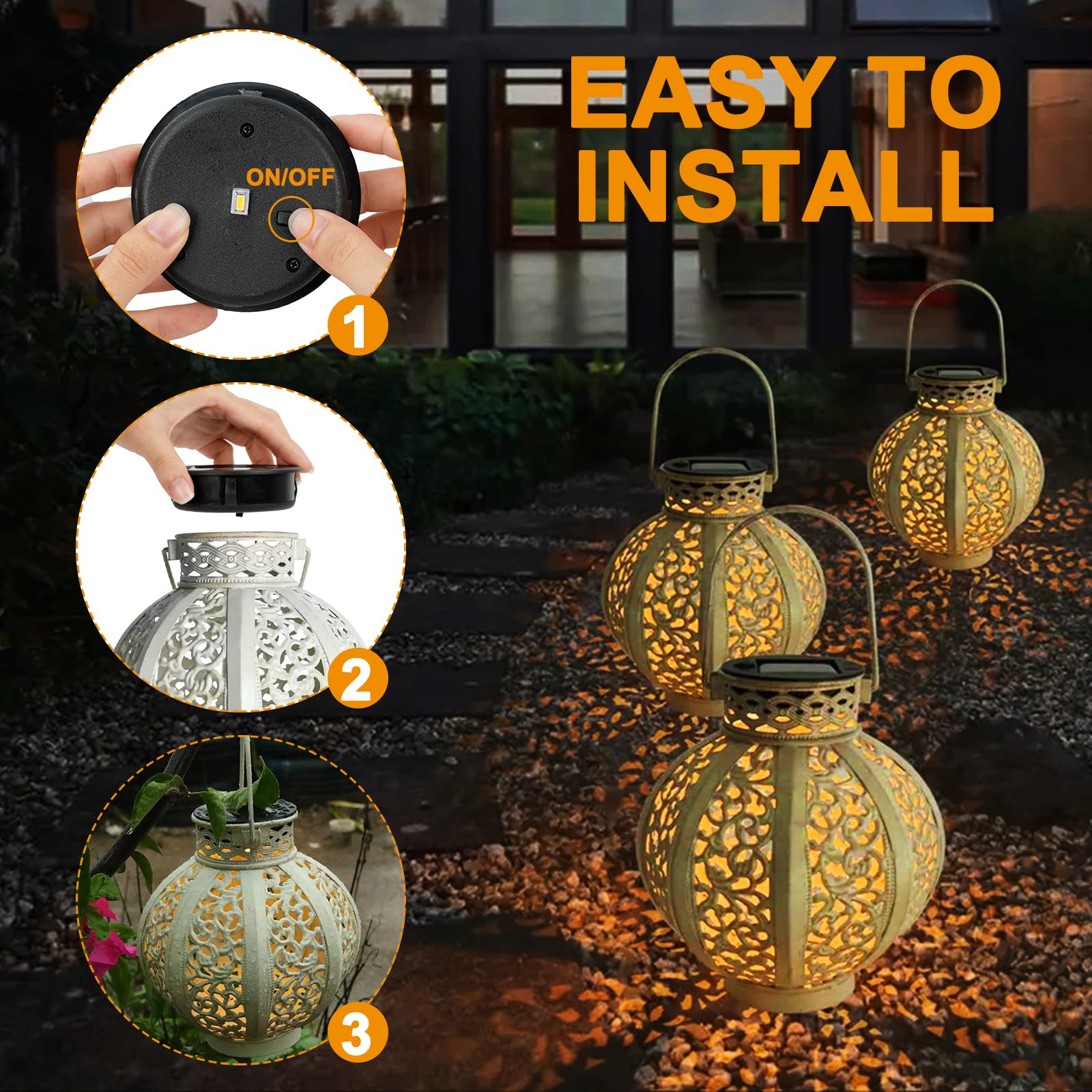 Solar Light Top 8cm for Outside Lanterns 4 Pack IP64 Solar Panels with Warm LED Light, Lantern Lid Lights - Image 3