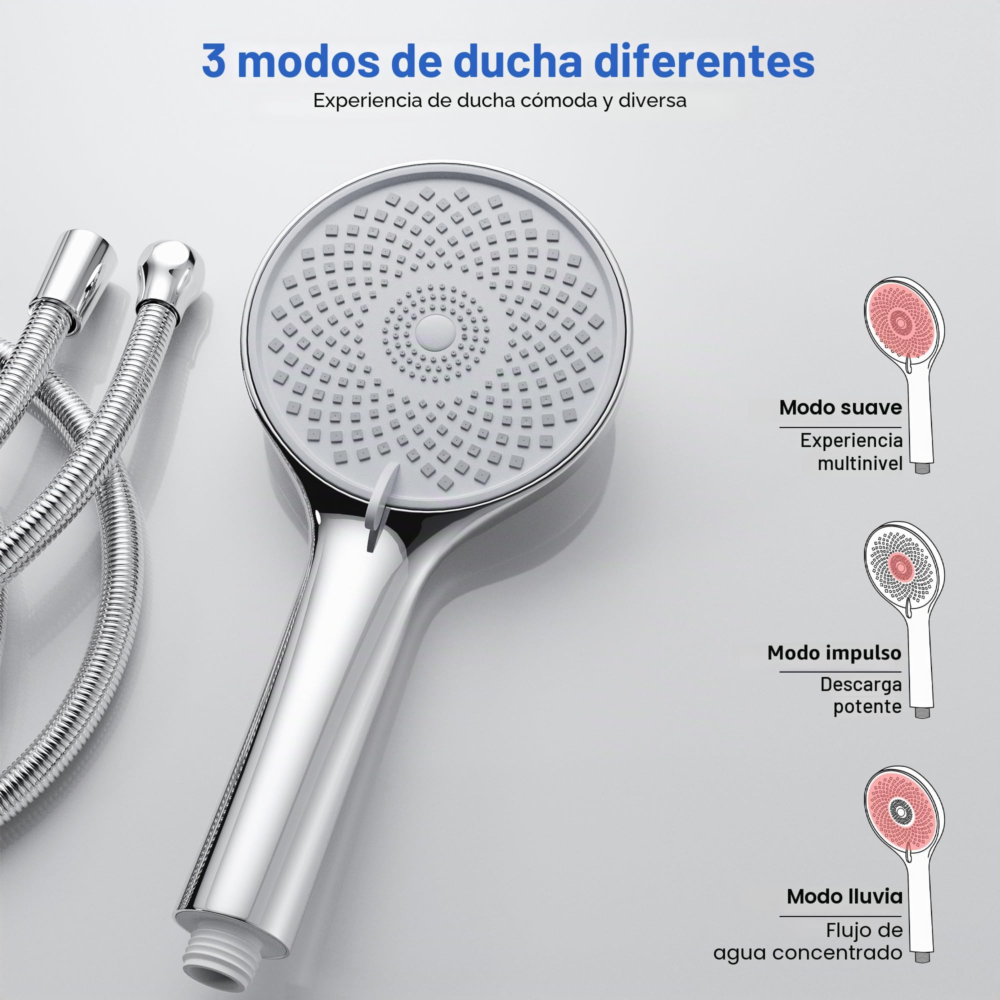 MORADO Columna Ducha sin Grifo,Set de Ducha con ducha de lluvia redonda y ducha de mano,Altura 95cm,Cromado
