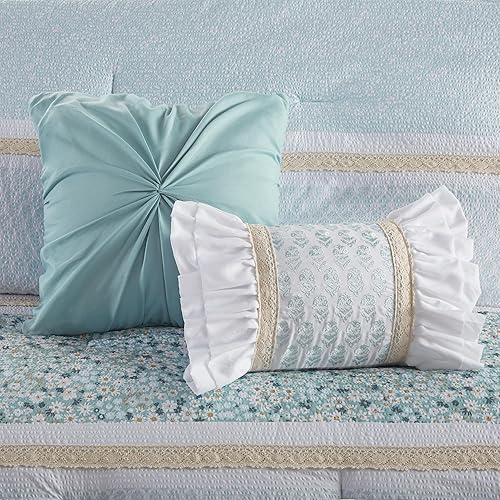 Miniatura 6 de Madison Park Juego de edredón, juego de edredón floral de sirsaca tamaño Queen, edredones de microfibra, edredón ligero para todas las estaciones,