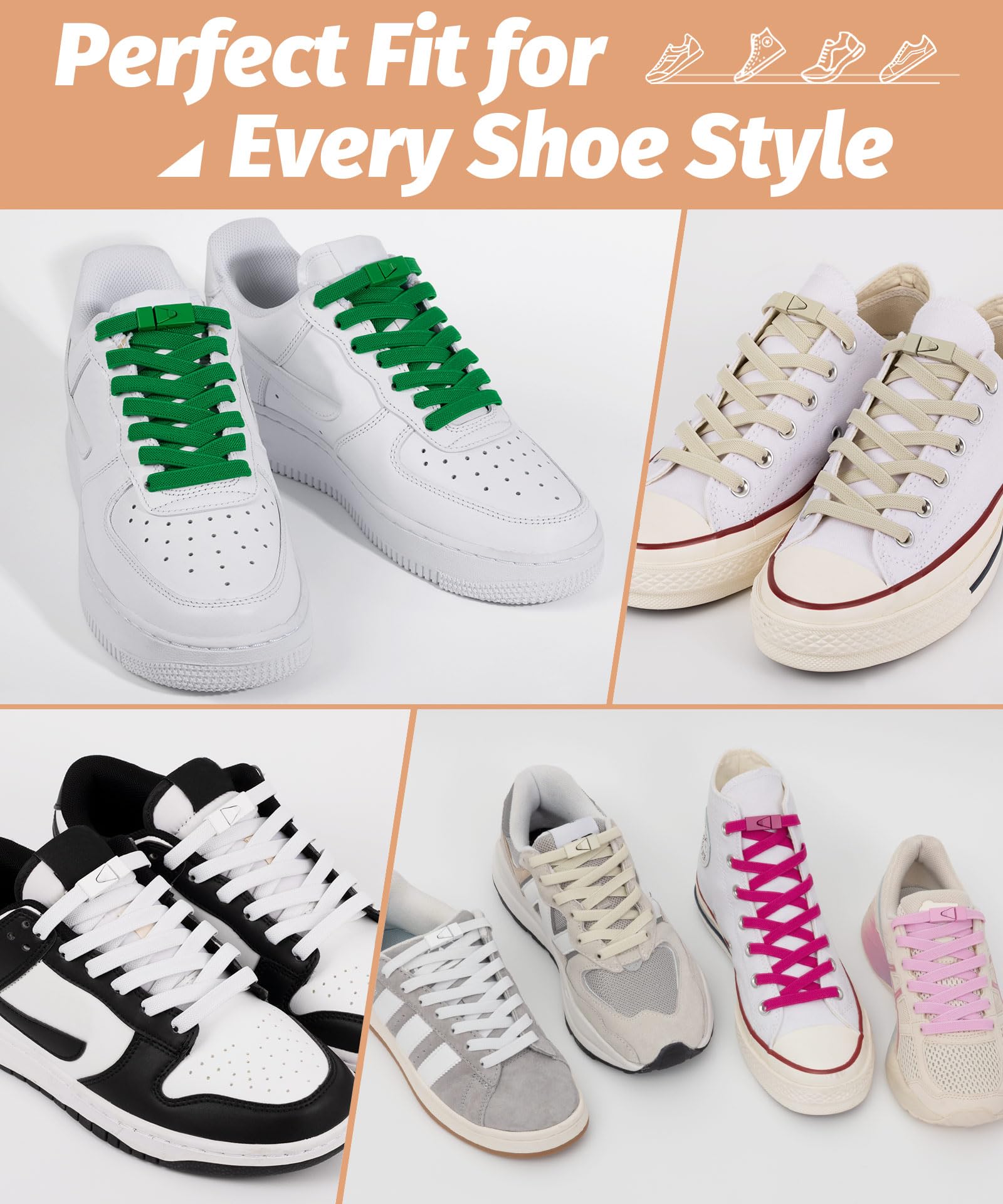 Cordones Elásticos Deportivos Sin Lazo 8mm Stepace 2 Pares Adultos Niños