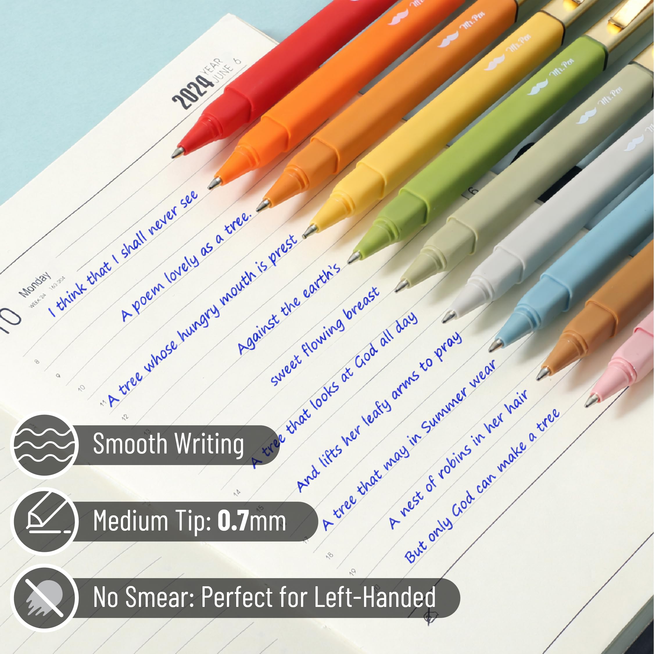 Mr Pen- Aesthetic Pens 10 Pack Blue Ink Fast Dry No Smear Bible Pens No Bleed Through 0 — view 3