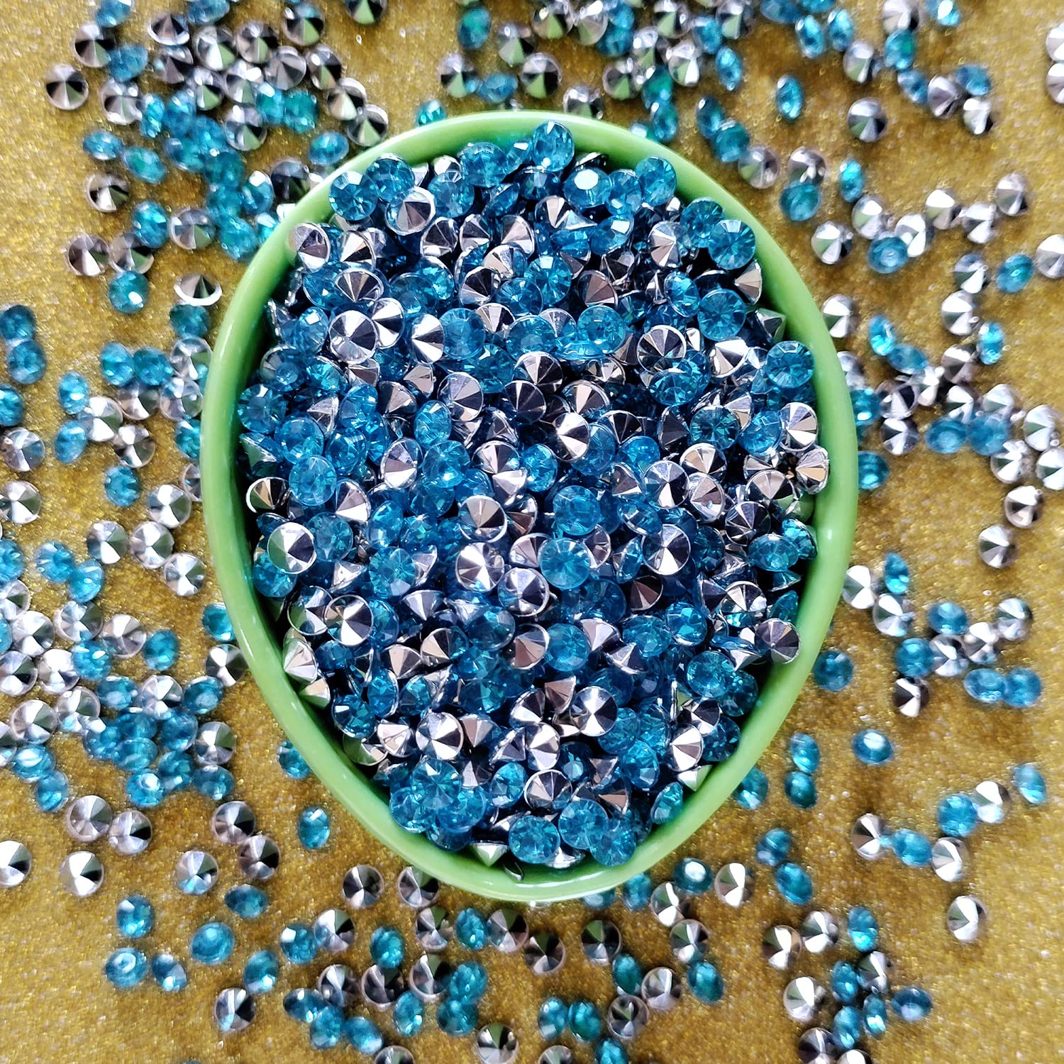 Trimming Shop Silver With Turquoise Blue 2000Pcs Table Scatters Clear Acrylic Rhinestone Diamonds Table Confetti For Table Centerpiece Birthday Party Table Decoration Vase Filler, 4.5Mm