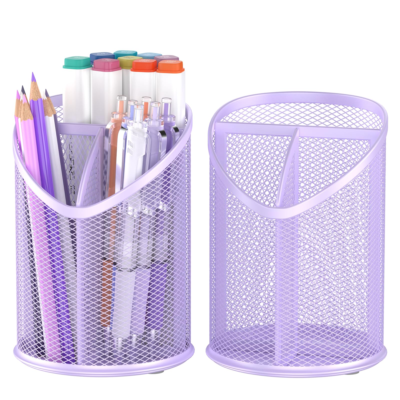 Delifox 2 Pack Pen Holder Mesh Round Pencil (Purple)