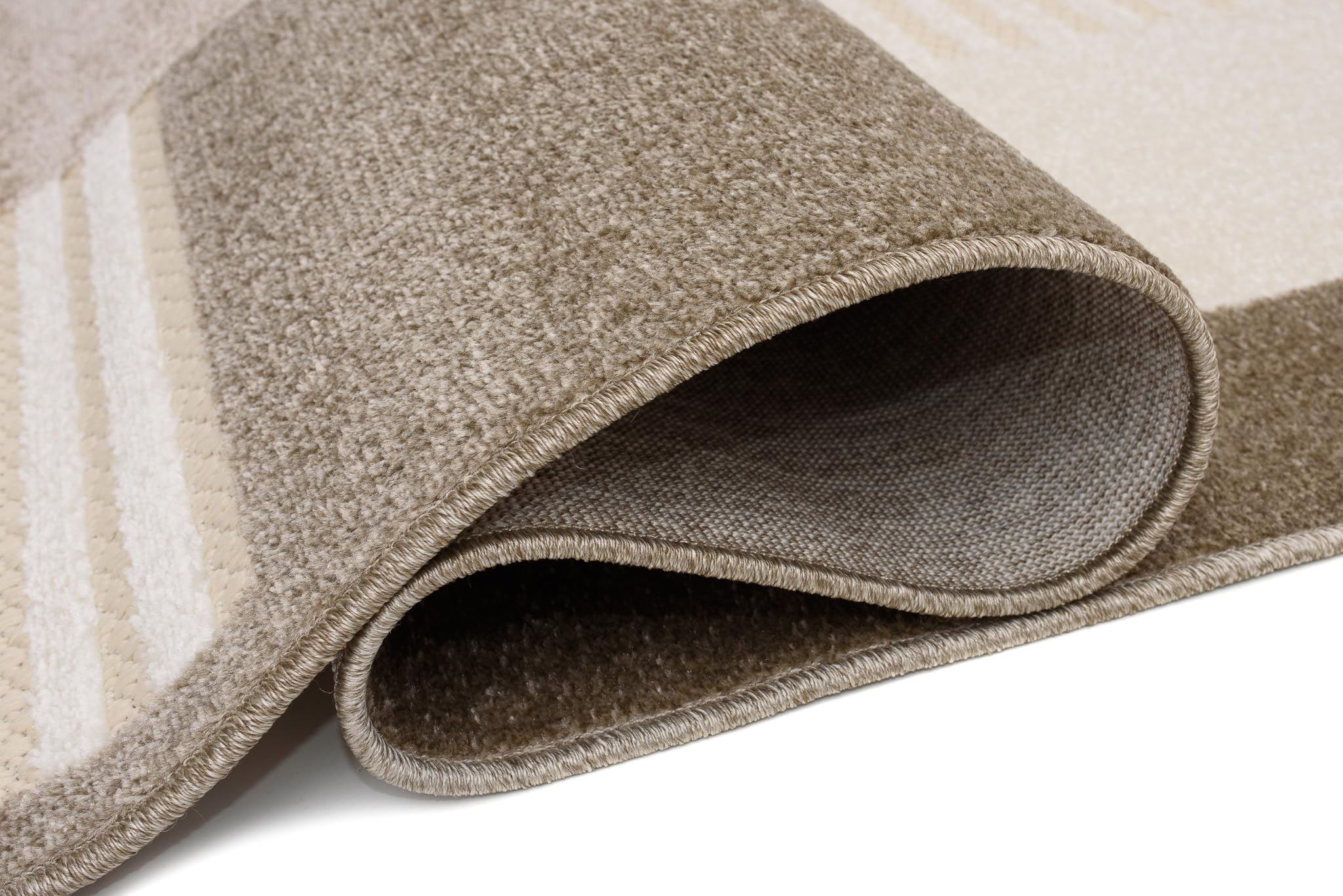 TAPISO Patio Tappeto Salotto Esterno Pelo Corto Design Moderno Motivo Geometrico Astratto Effetto 3D Beige Marrone Sala Camera Terrazza Balcone Outdoor Indoor Oeko-Tex 300 x 400 cm