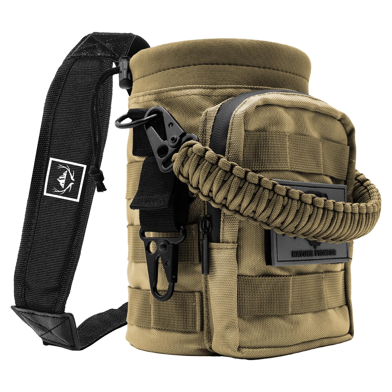 NATURE PIONEOR 32 64 128oz Tactical Water Bottle Pouch, Multi-Function Tactical Water Bottle Bag with Adjustable Shoulder Strap, Half/One Gallon Molle