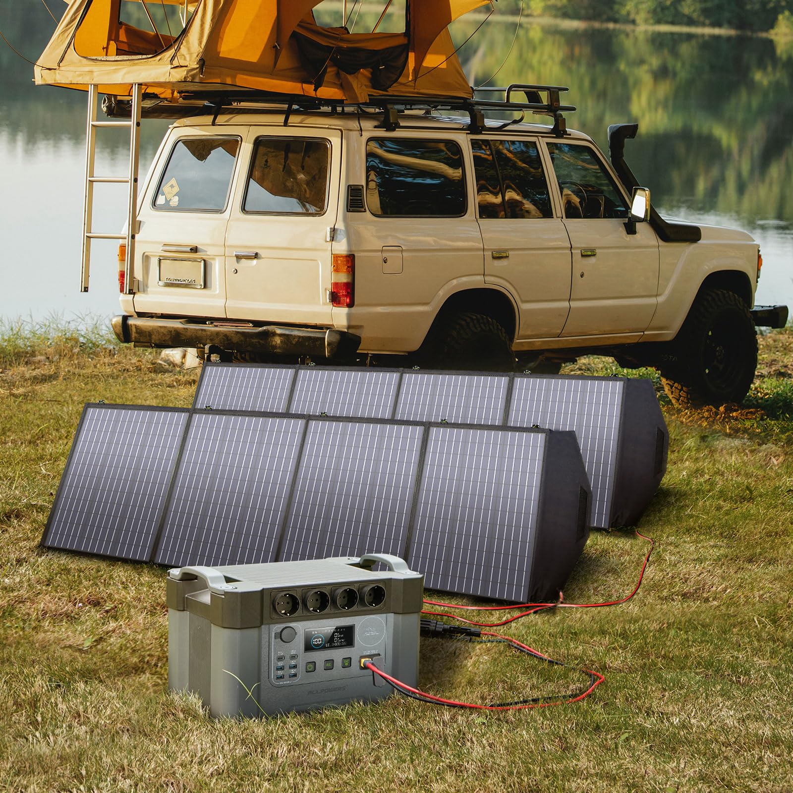 ALLPOWERS Tragbarer Powerstation 2400W (4000W Surge) Wechselstromsteckdosen 1451Wh Akku MPPT Solar Generator Mobiler Stromspeicher für Wohnmobil Camping Heimwerken Notstromaggregat RV Haus Notfall