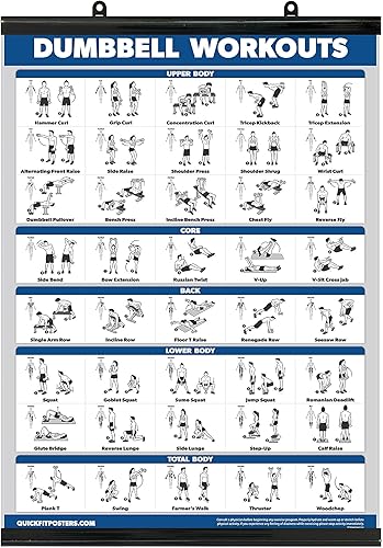 Miniatura 4 de Palace Learning Póster de ejercicio de entrenamiento con mancuernas, guía de culturismo de peso libre Tabla de gimnasio en casa - Laminado, 18 x