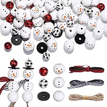 GWHOLE Christmas Crafts Snowman Wooden Bead with Face,123 pcs Christmas Bead Kit for Adult DIY Bracelet Making Winter Xmas Tree Decoration