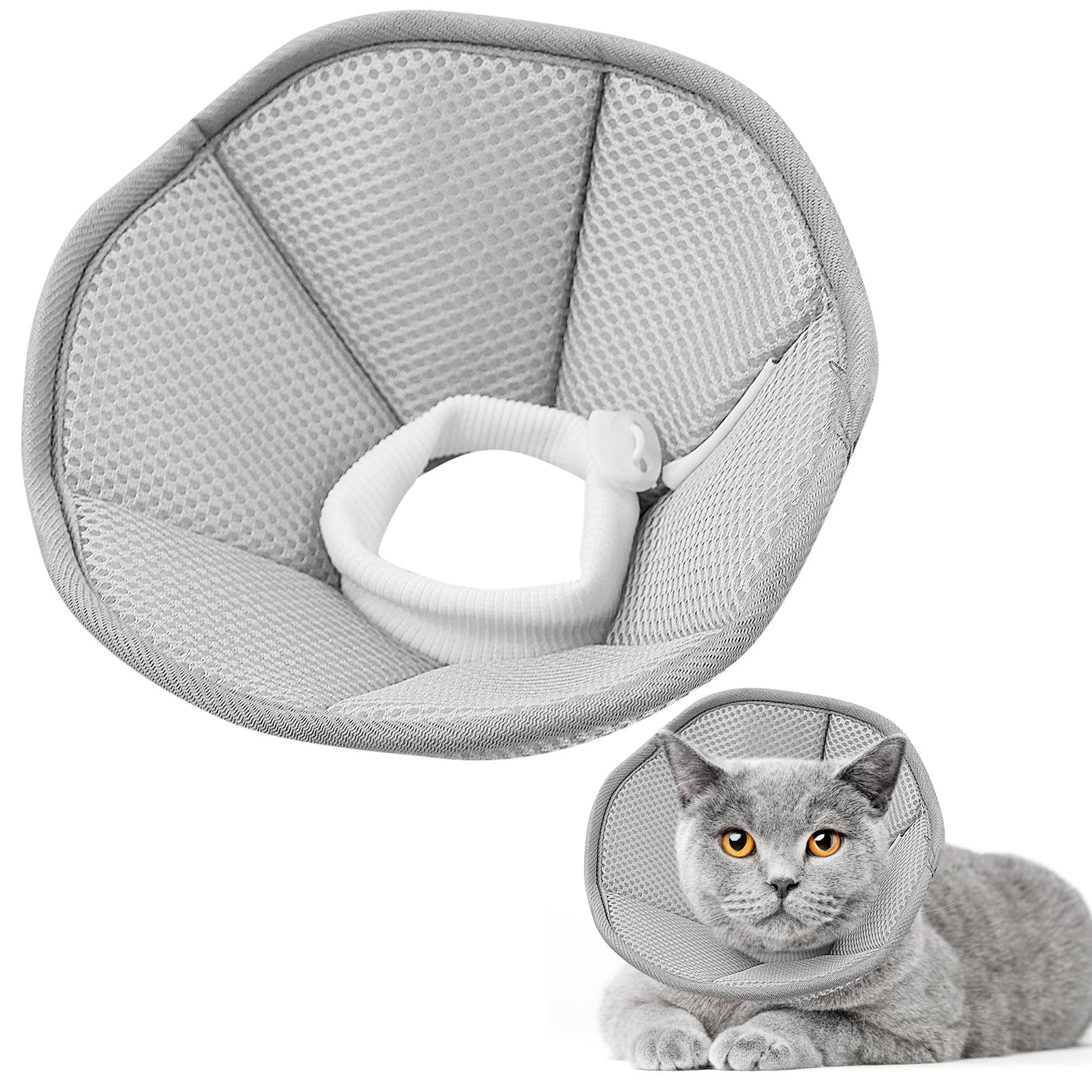 Collar para mascotas, collar protector ajustable para gatos, conos de recuperación quirúrgica para evitar fugas y heridas mordidas, conos protectores de curación para gatitos, cachorros, conejos (S)