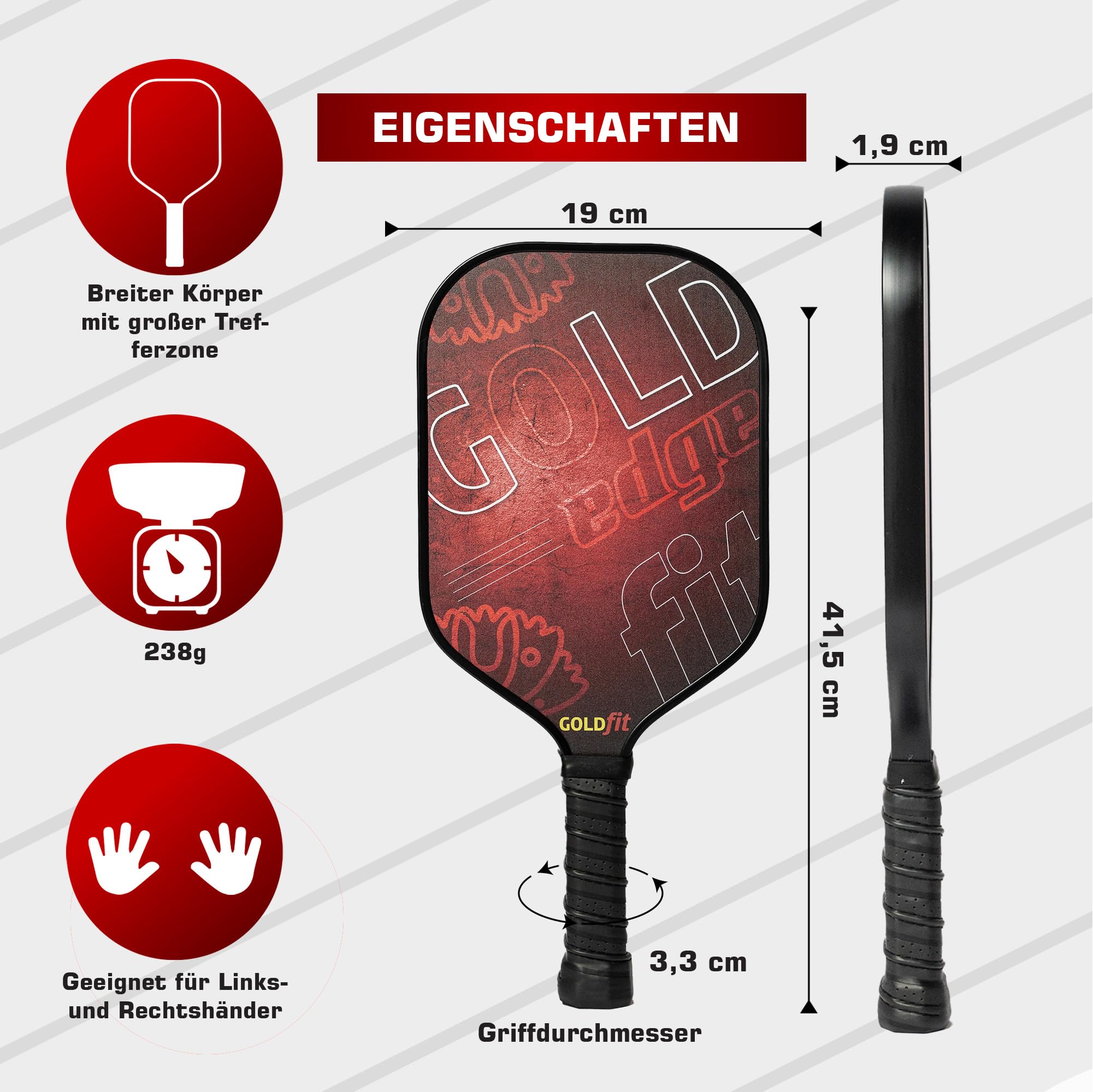 Pickleball-Schläger-Set aus Strukturierter Kohlefaser mit 4 Bällen und Tasche, leicht, Ergonomisch, rutschfest, für Männer und Frauen Aller Niveaus