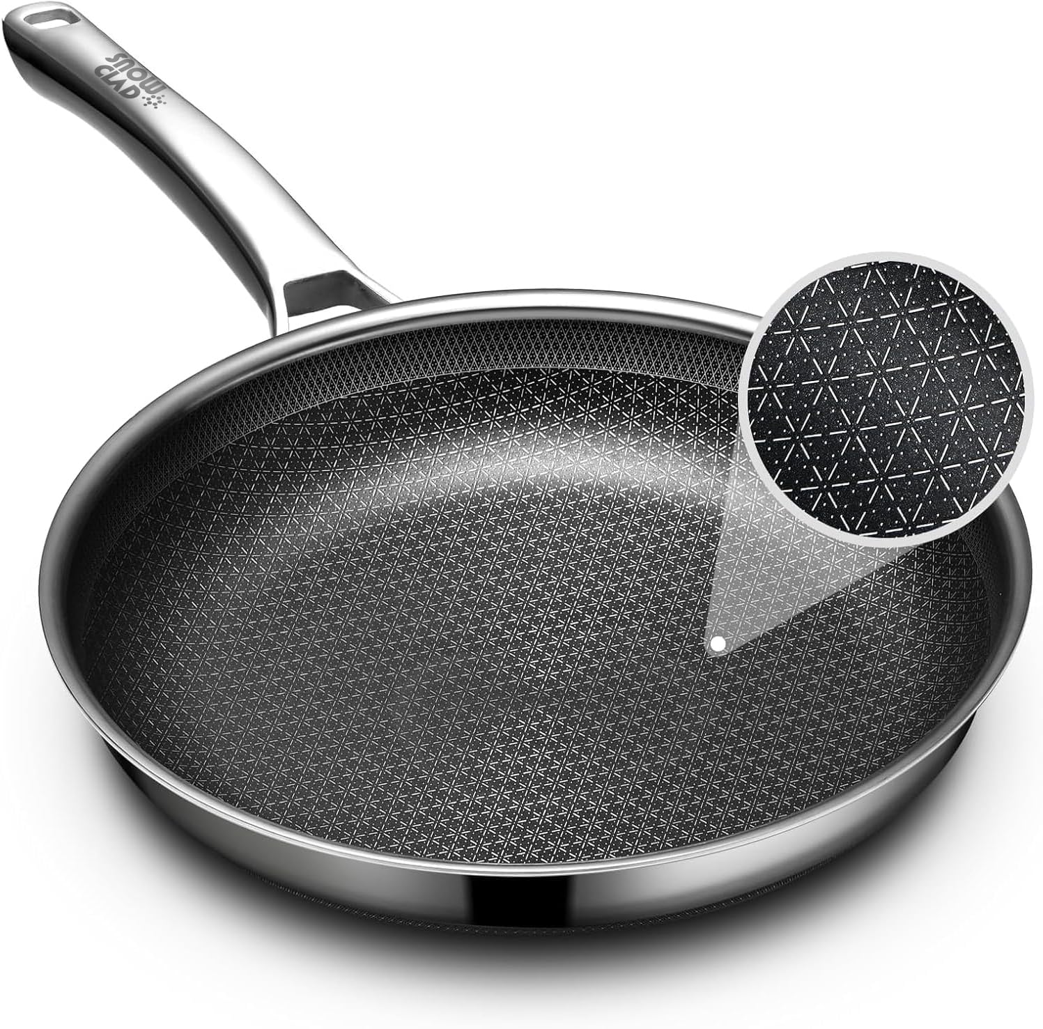 OATOFP Non Stick Frying Pans 12 inch, Hybrid Frying Skillets Nonstick,non stick Stainless Steel Pans, Dishwasher and Oven-Safe Chef Pan, Induction Compatible Cooking Pan, PFOA Free Cookware