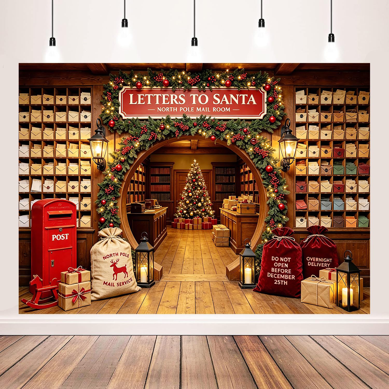 Fondale fotografico con lettera a Babbo Natale, albero di Natale, albero di Natale, decorazione per feste a tema, 2,8 x 1,8 m, per studio fotografico