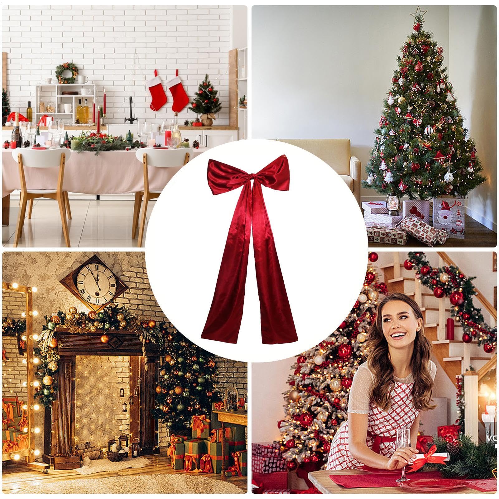 Gonna per albero di Natale in velluto rosso di lusso, decorata con