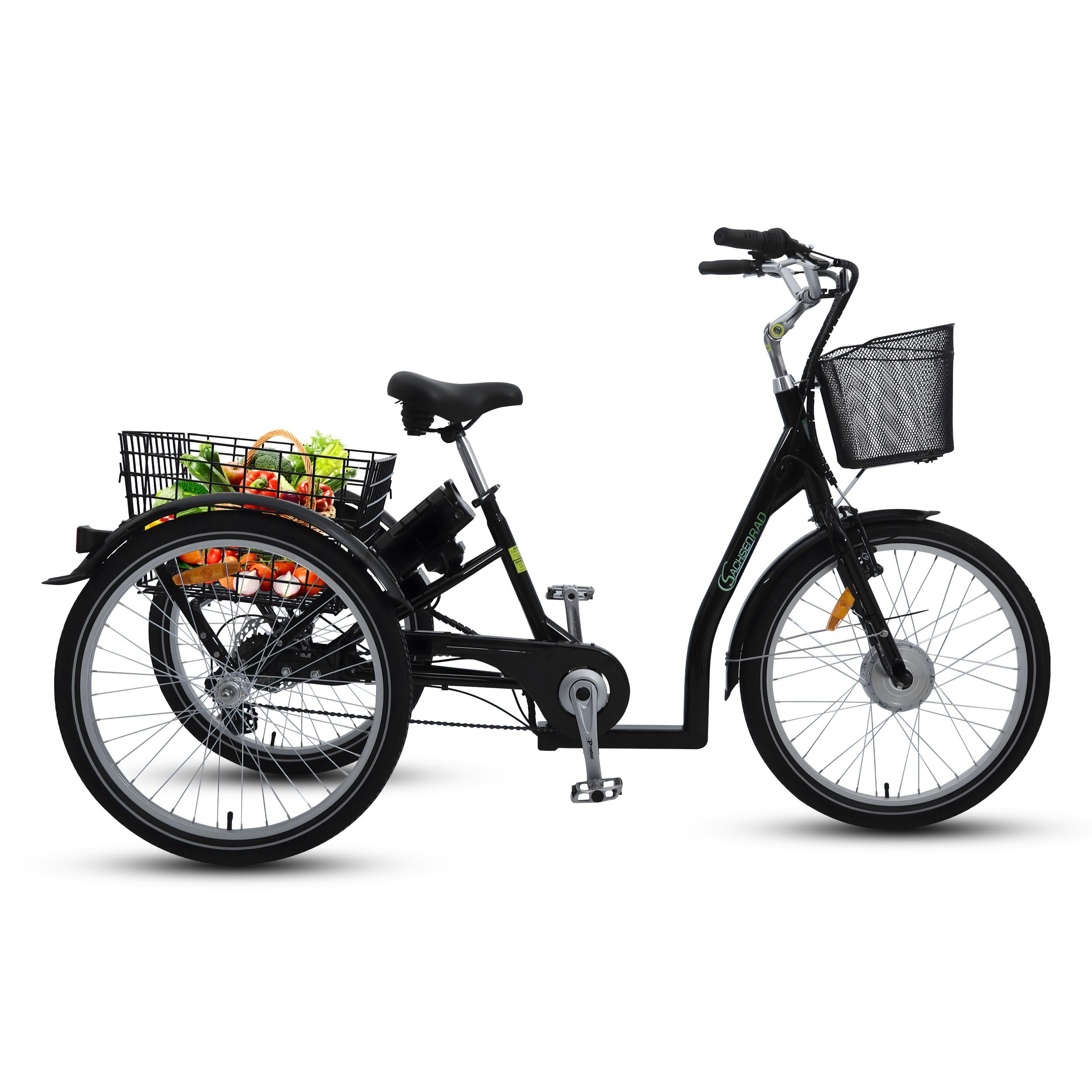 Vélo Cargo électrique T3A Trio avec système d'alarme, vélo électrique 250 W avec écran LCD et éclairage LED homologué StVZO pour Le Transport des Enfants, Cellule LG Durable, Noir