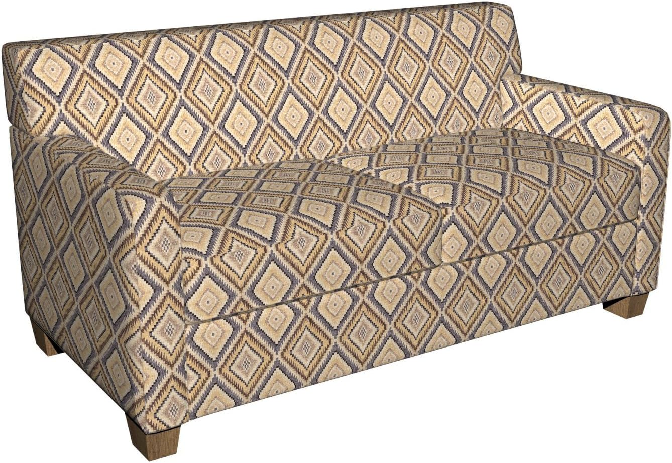 Slate, Gold and Beige Woven Southwestern Diamonds Upholstery Fabric by The Yard - SKU: Decker Greystone