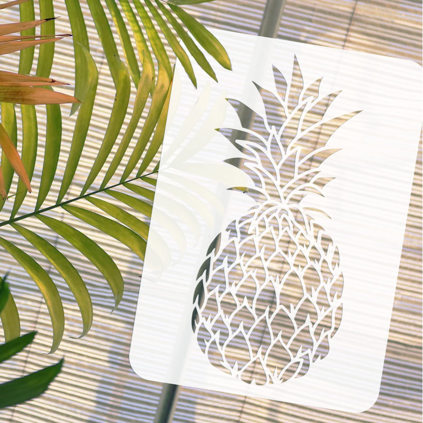 Pochoir Feuilles D'eucalyptus Réutilisable - 21x29,7 Cm - Plastique PET Avec Pinceau - Pour Peinture Sur Bois, Tissu, Mur - DIY Déco Végétale