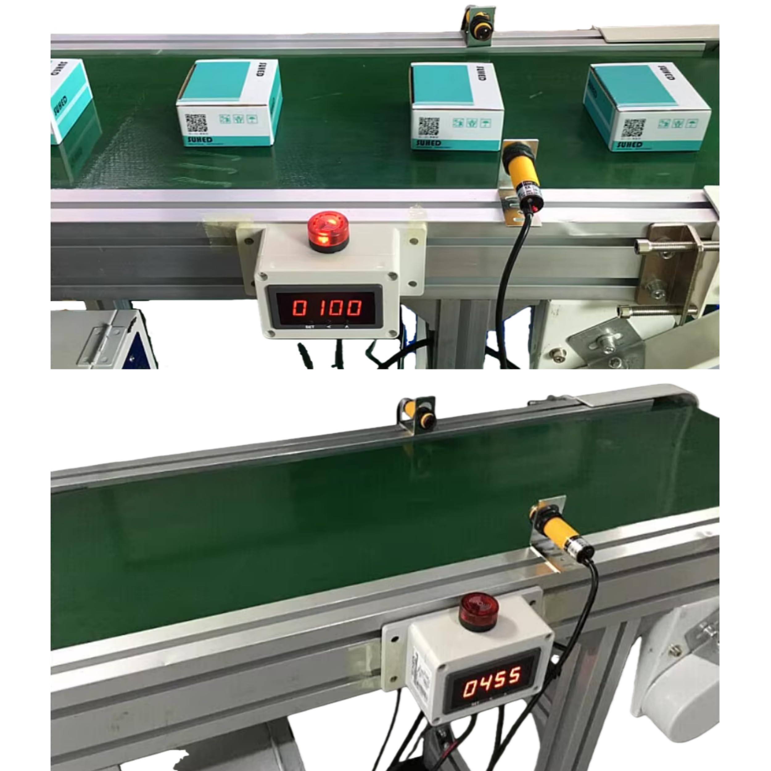 Contador digital LCD de 5 dígitos con sensor infrarrojo (10 cm-5 m), rango de conteo 0-99999, diseño resistente para línea de producción de cinta transportadora industrial