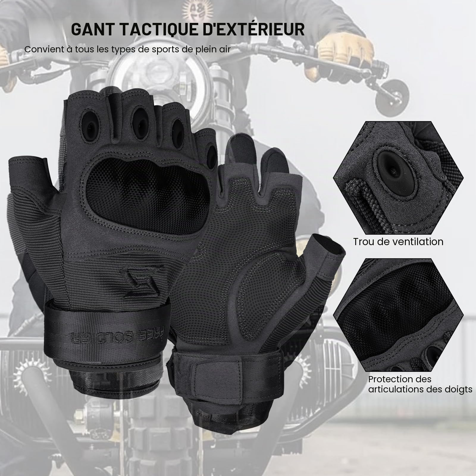 FREE SOLDIER Gants Tactiques Moto Militaire Jointure Dure Plein Air Randonnée Escalade Vélo VTT