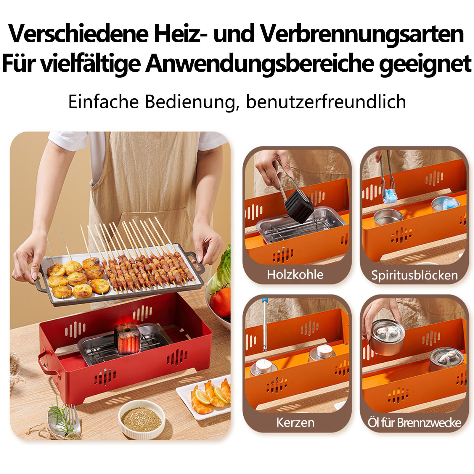 Warmhalteplatte Grillgut, Aluminiumlegierung Grill Warmhalteplatte mit Antihaftbeschichtung Speisenwärmer, Grillgut Warmhalten für Buffet und Camping Grill (Holzkohle-Rot)