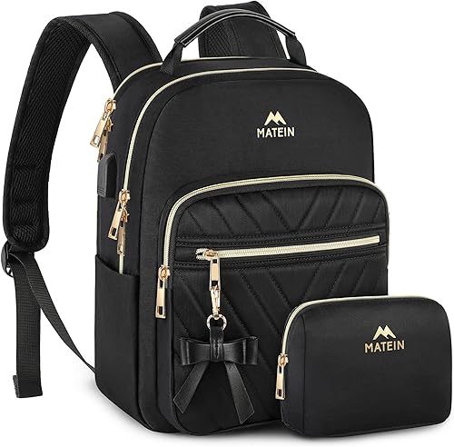 MATEIN Mini Backpack for Women, Waterproof Stylish Daypack Purse Shoulder Bag, Lightweight Small Casual Daily Travel Backpack Mochilas Para Mujer, Lady Girls Gifts for Work School, 2pcs Sets, Black
