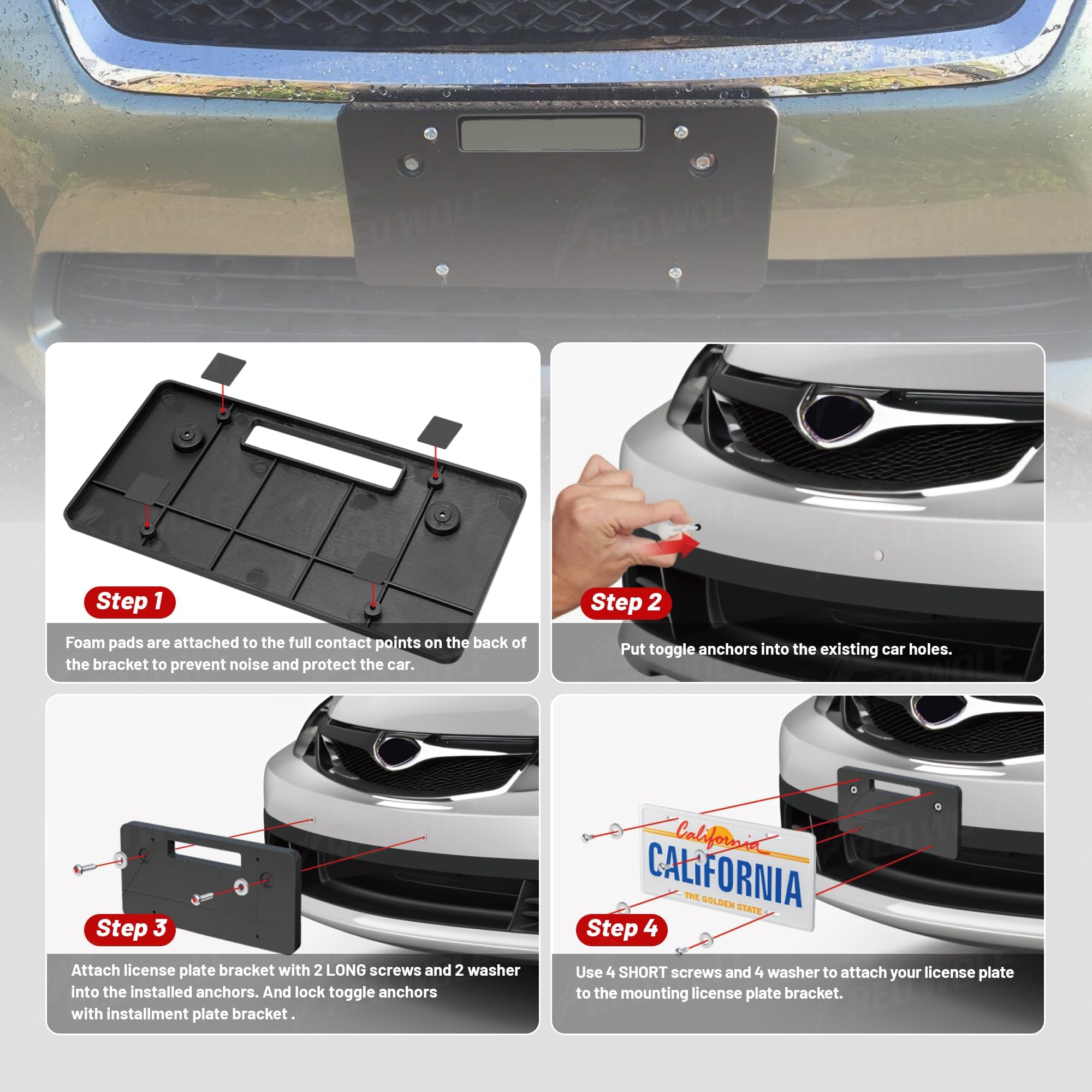 Soporte De Matrícula Para Subaru - Sin Necesidad De Taladrar, Agujeros Redondos, Incluye Tornillos Y Adaptador