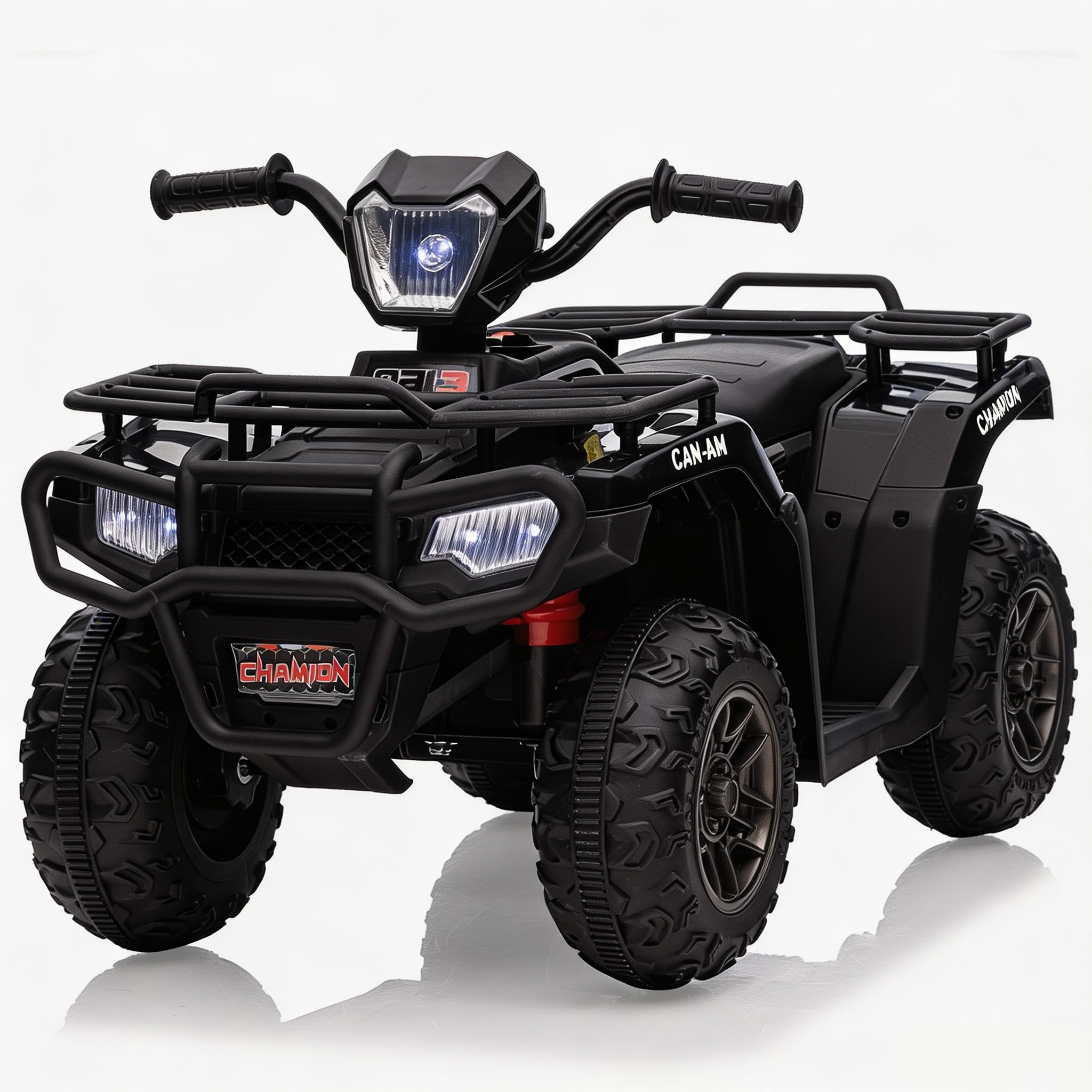 Garvee Quad Elettrico Per Bambini 12V ATV, Doppio Motore, 3–8 Anni, Nero | Fari LED, Musica, USB, 2 Velocità 3–6 Km/h, Avanti/Indietro, Dimensioni 88x50x46 cm