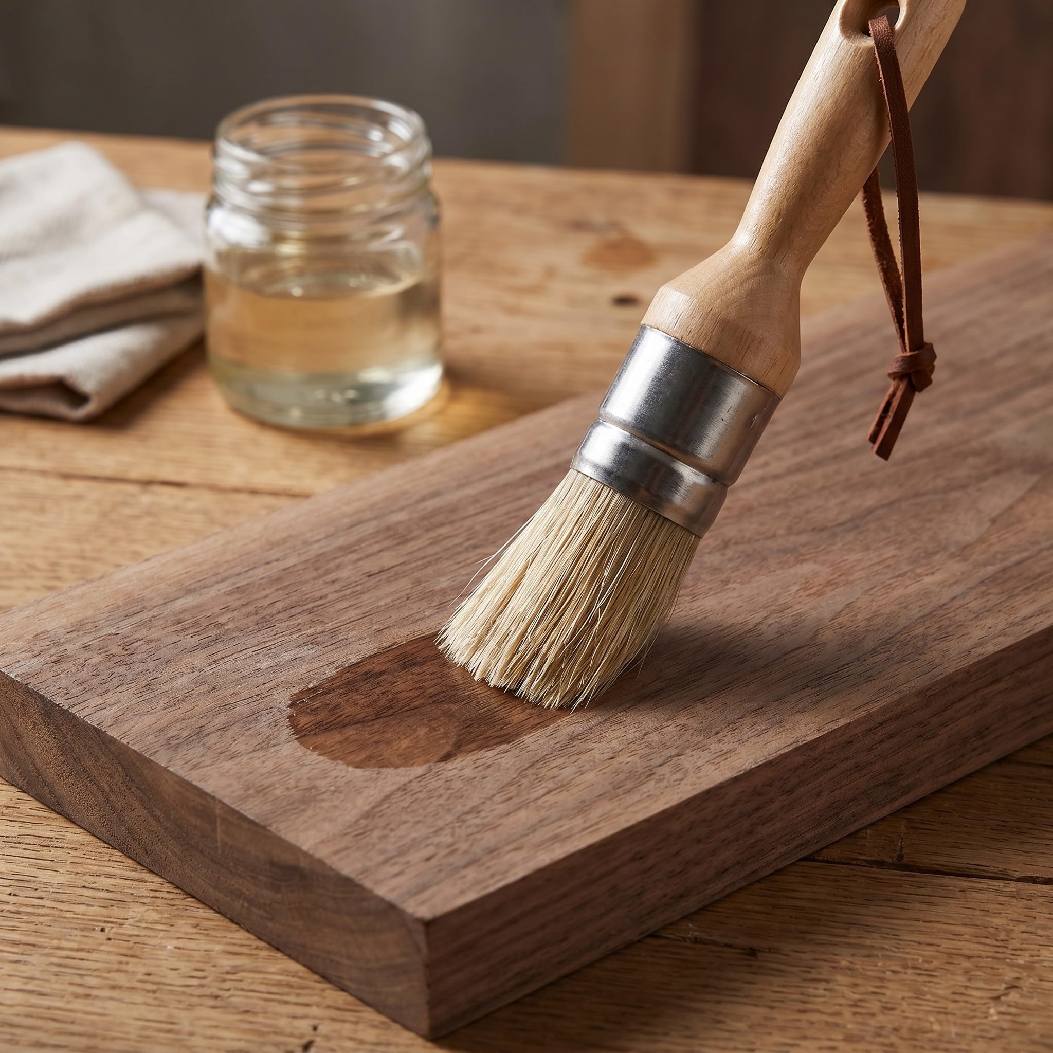 Operitacx Juego de 5 Pinceles para Pintura a la Cera - Pinceles de cerdas de jabalí para Pintura - Suministros para de Muebles - Herramientas Profesionales para la aplicación de en cómodas,