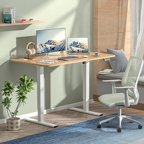 Miniatura 2 de JUMMICO Escritorio de pie de 48 pulgadas, escritorio eléctrico ajustable grande, escritorio para sentarse en casa, oficina, computadora, memoria
