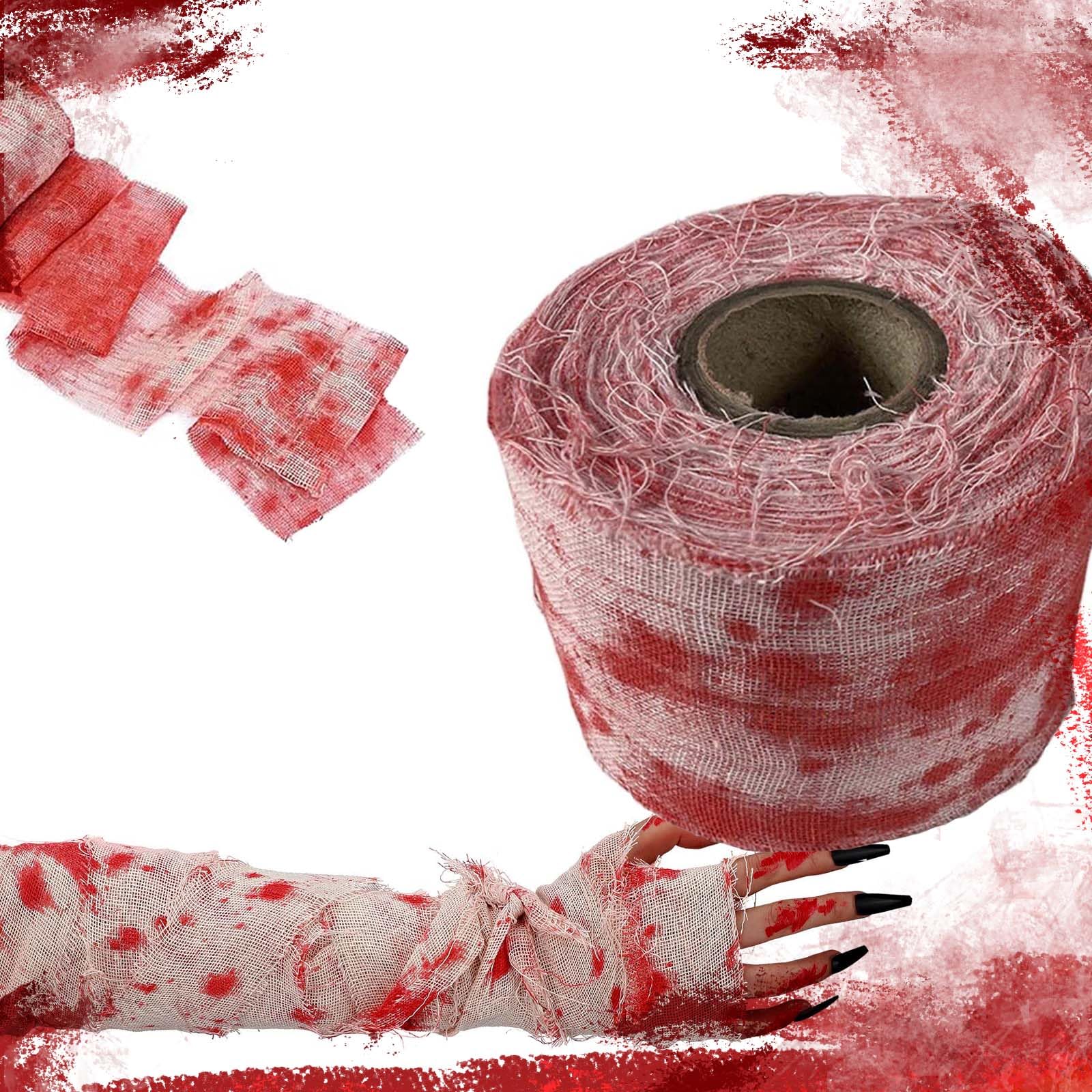 Halloweenowe bandaże dekoracyjne na Halloween, realistyczne dekoracje ogrodowe, Halloween przerażająca dekoracja, krwawe dekoracje na Halloween, maskowanie
