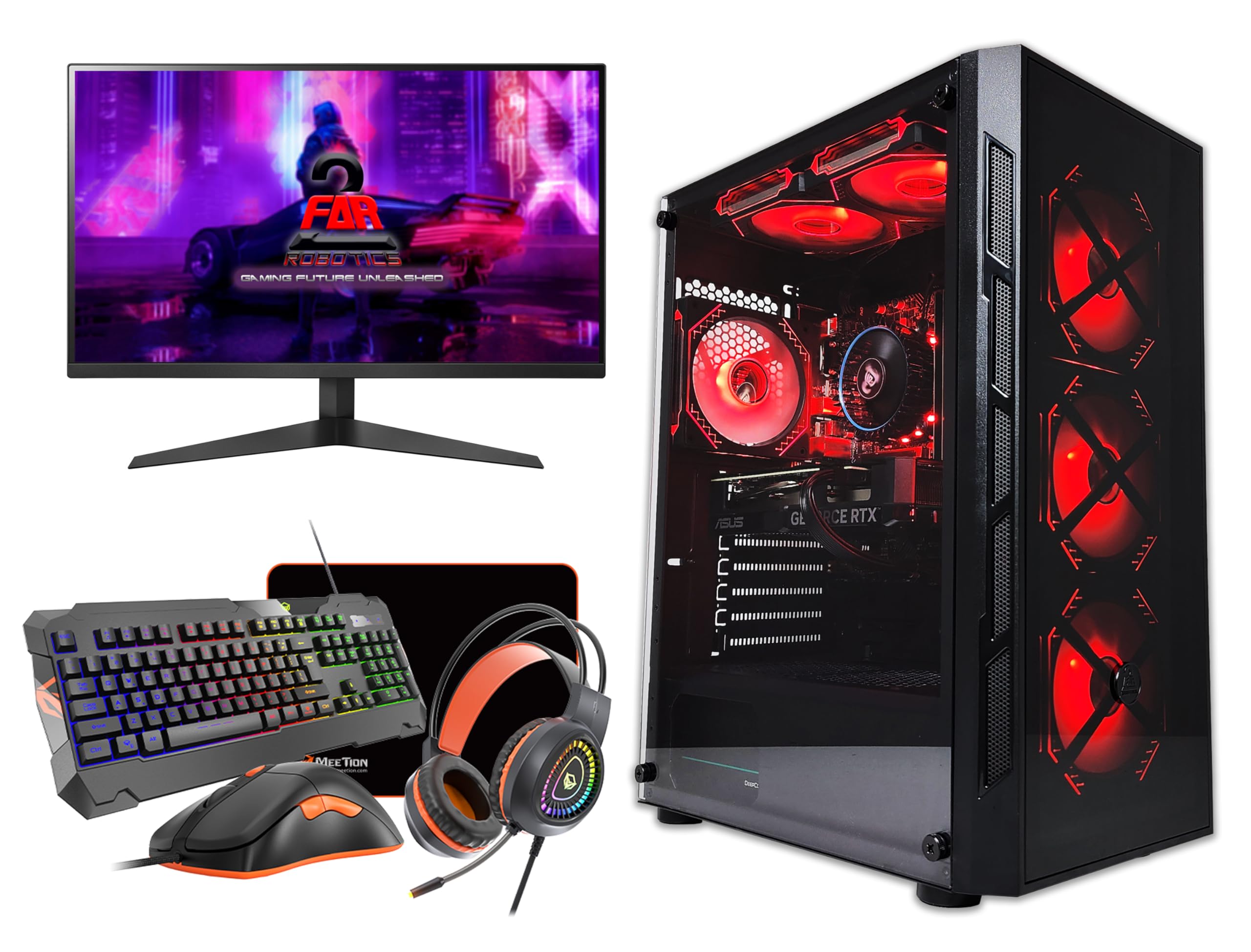 2 FAR ROBOTICS i5-12400F, GTX1650 Complete WIFI RGB Gaming PC Set - 24 Inch 165Hz Gaming Monitor, Keyboard, Mouse, Headphone, Mouse Pad, 16GB DDR4, 1TB SSD, Windows 11 pro, 1 Year Warranty